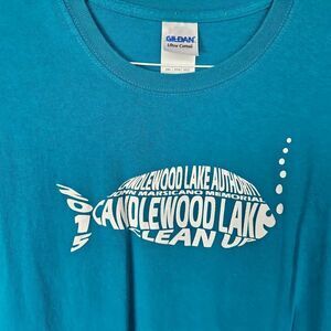 Gildan Teal Tee with White Design